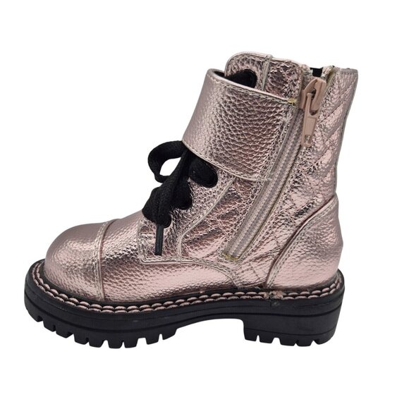 Kurt Geiger London Girl's  Metallic Pink Leather Strap Ankle  Boots Size 5 C (44 - Picture 5 of 10